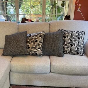 Geometric and Textured Gray Throw Pillows